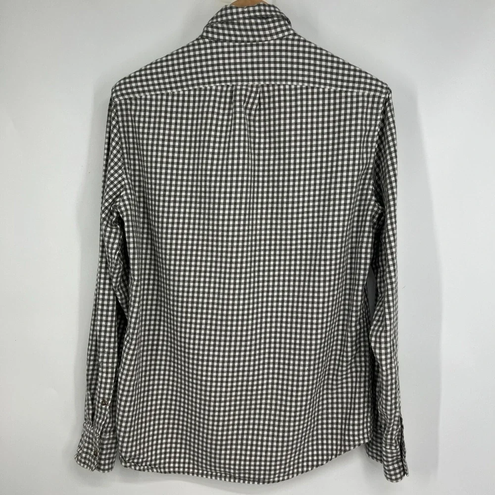 J.Crew Brushed‎ Twill Slim Fit Button Down LS Shirt Mens Size M Gray White Check